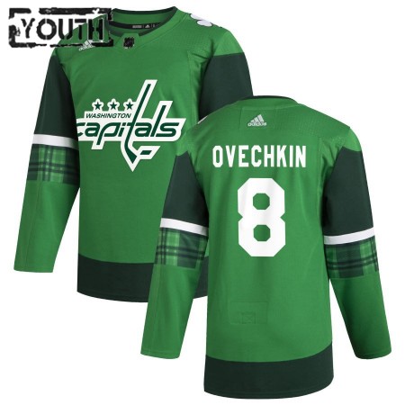 Washington Capitals Dresy Alexander Ovechkin 8 Adidas 2019-20 St. Patrick's Day Authentic - Dětské